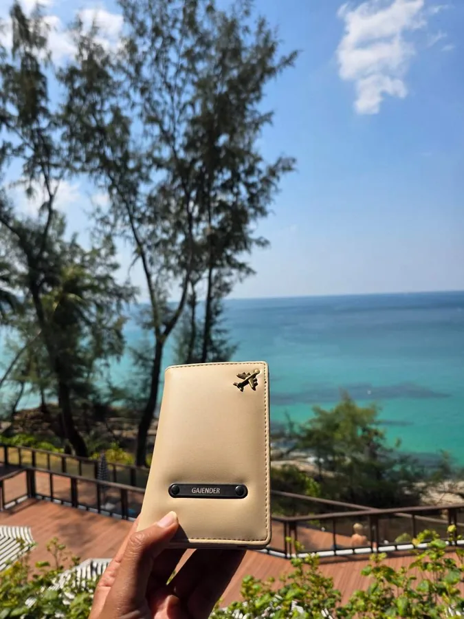 Custo passport cover — premium cover holding travel documents