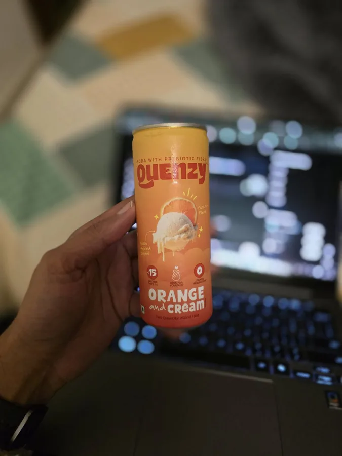 Quenzy Orange-Cream — nostalgic orange-cream prebiotic soda can